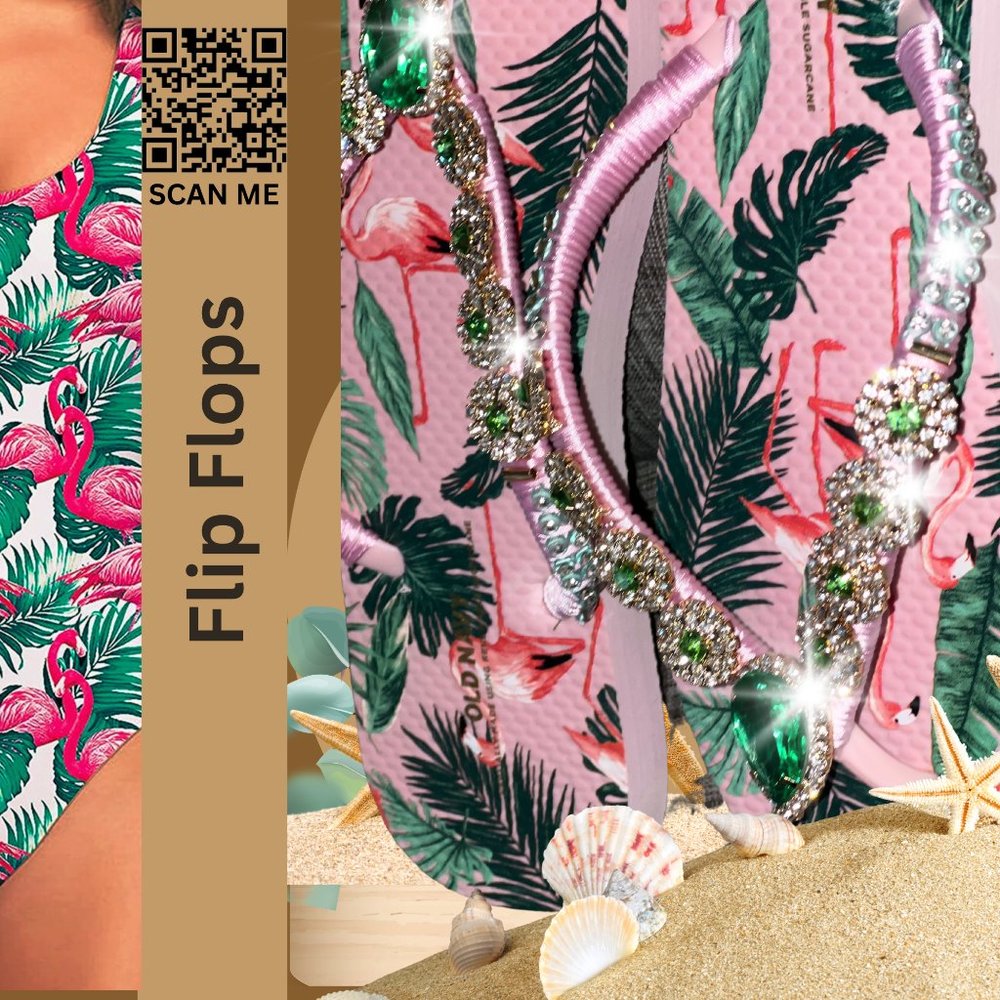 Pink Flamingo Flip Flops, Tropical Bird Sandals, Beach Shoes, Bachelorette Party - Picture 15 of 16